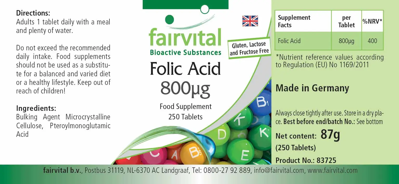Folic Acid 800µg - 250 Tablets Folic Acid 800µg - 250 Tablets