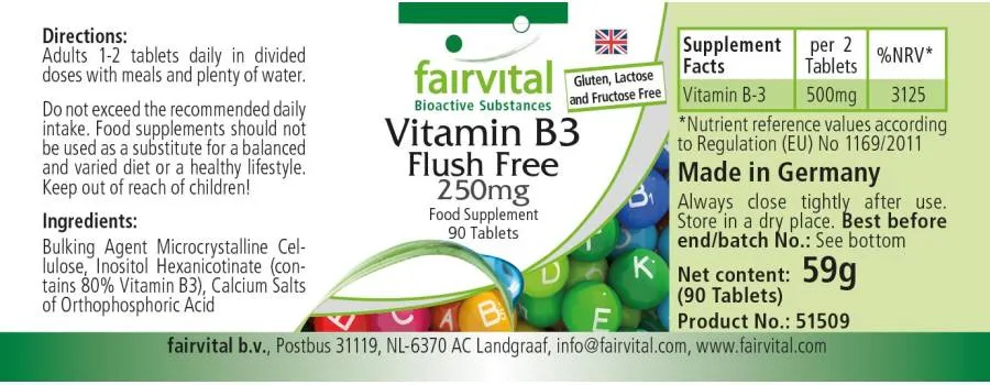 Vitamin B3 Flush Free 250mg