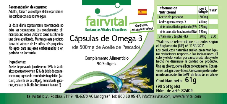 Omega-3-Kapseln aus 500mg Fischöl