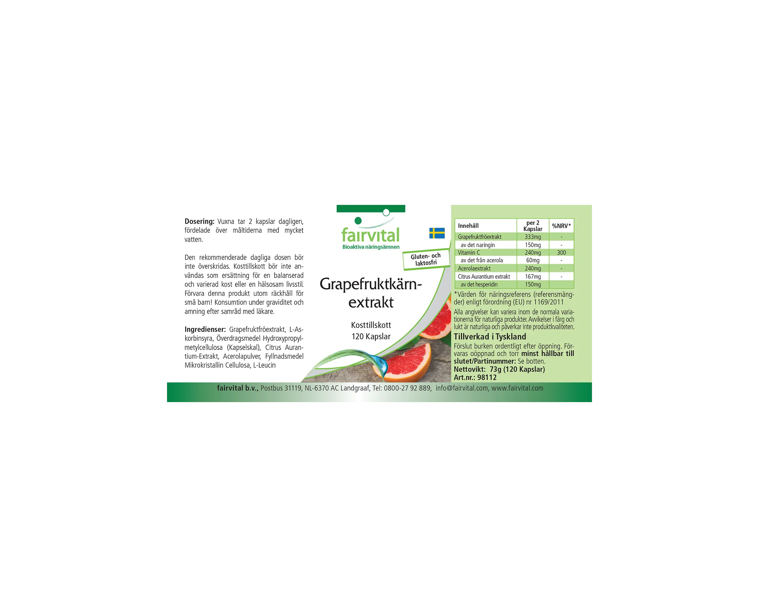 Grapefruit seed extract - 120 capsules - with vitamin C - over 100% daily requirement | Fairvital