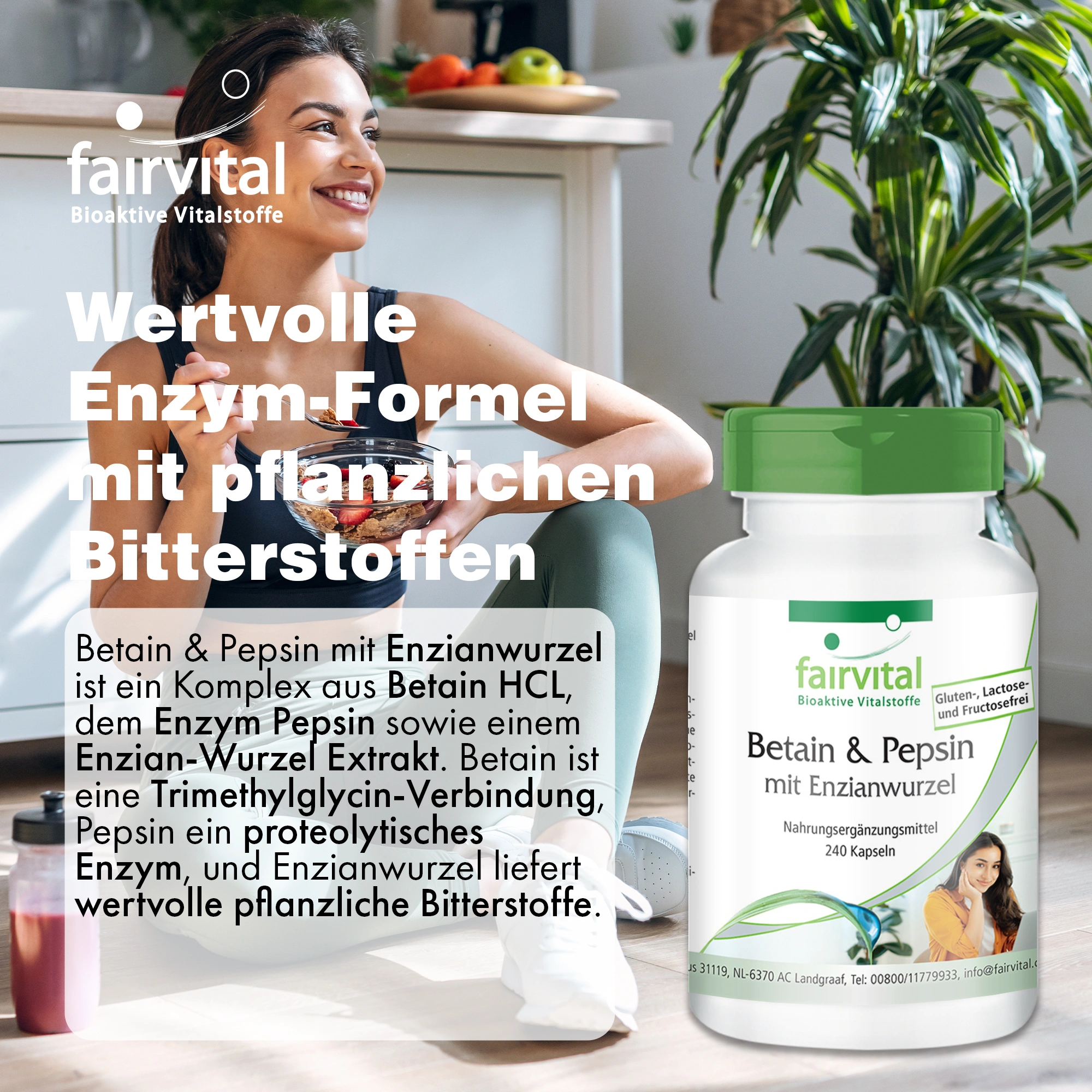 Bétaïne & Pepsine avec Racine de Gentiane - 240 Capsules | Fairvital