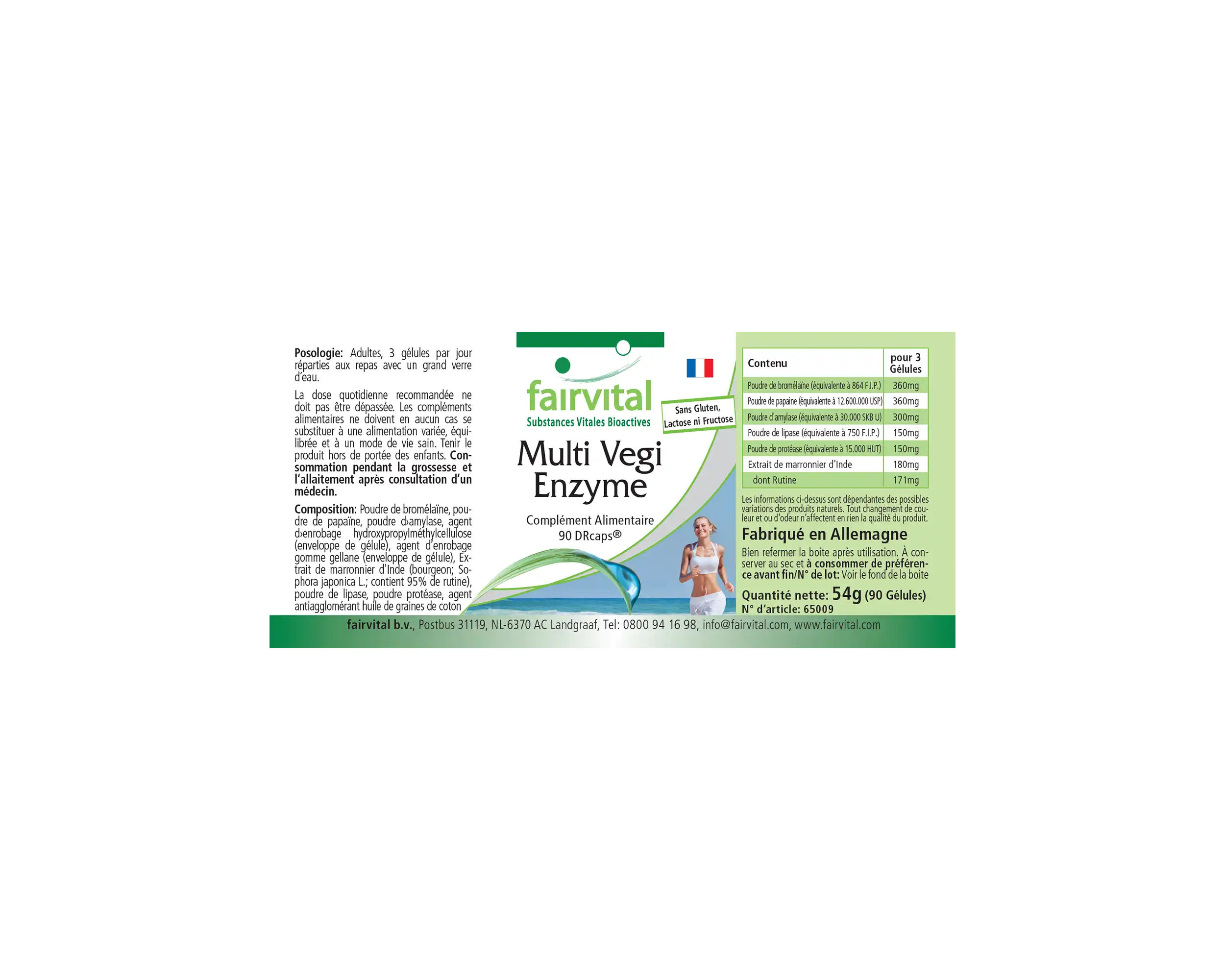 Multi Vegi Enzyme - 90 Kapseln (DRcaps) - 100% pflanzlicher Enzymkomplex mit Bromelain, Papain, Lipase, Rutin - Vegan | Fairvital