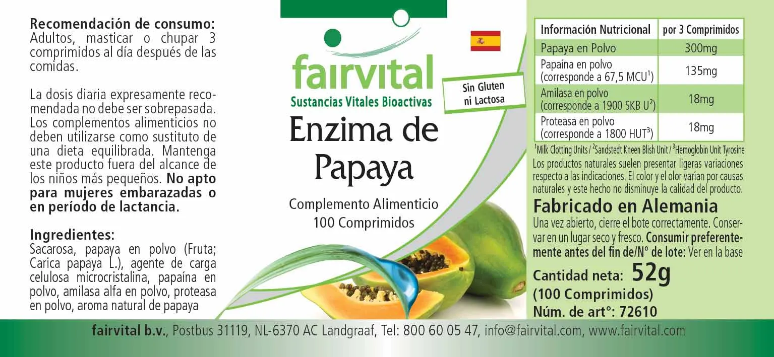 Enzyme de Papaye - 100 comprimés Ã  croquer