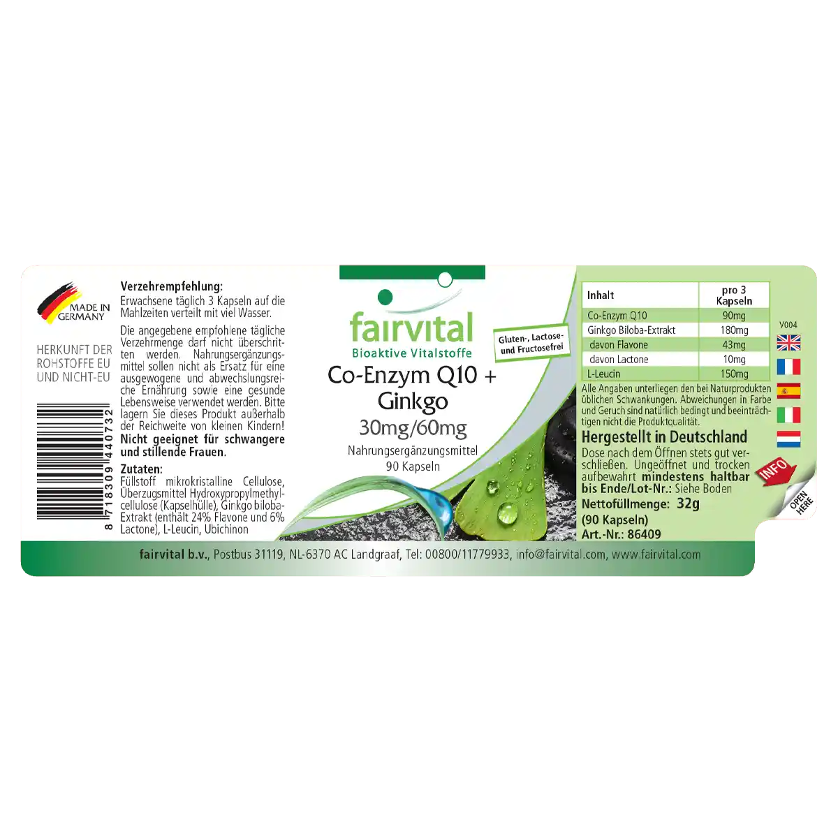 Coenzyme Q10 plus Ginkgo - 90 gélules