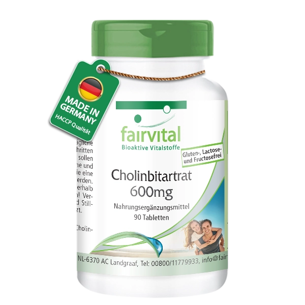 Choline Bitartrate 600mg- 90 Tablets | Fairvital