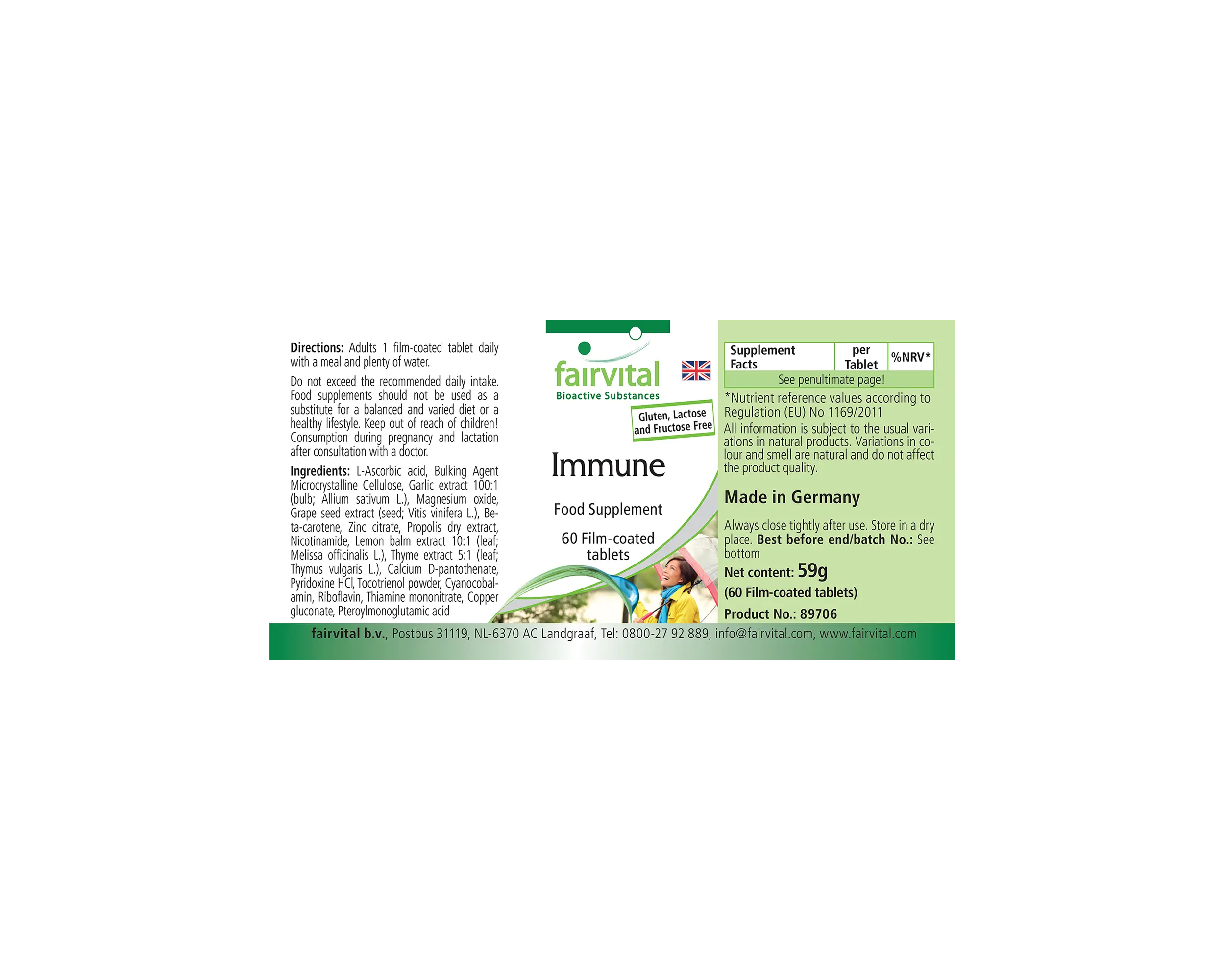 Immune - 60 compresse rivestite con film - con vitamina B12, C, zinco, rame e molto altro - per il sistema immunitario, contro l'affaticamento e molto altro | Fairvital