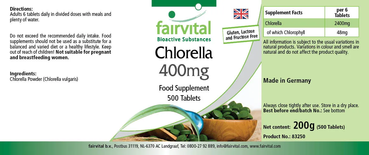 Chlorella 400mg - 500 tabletten