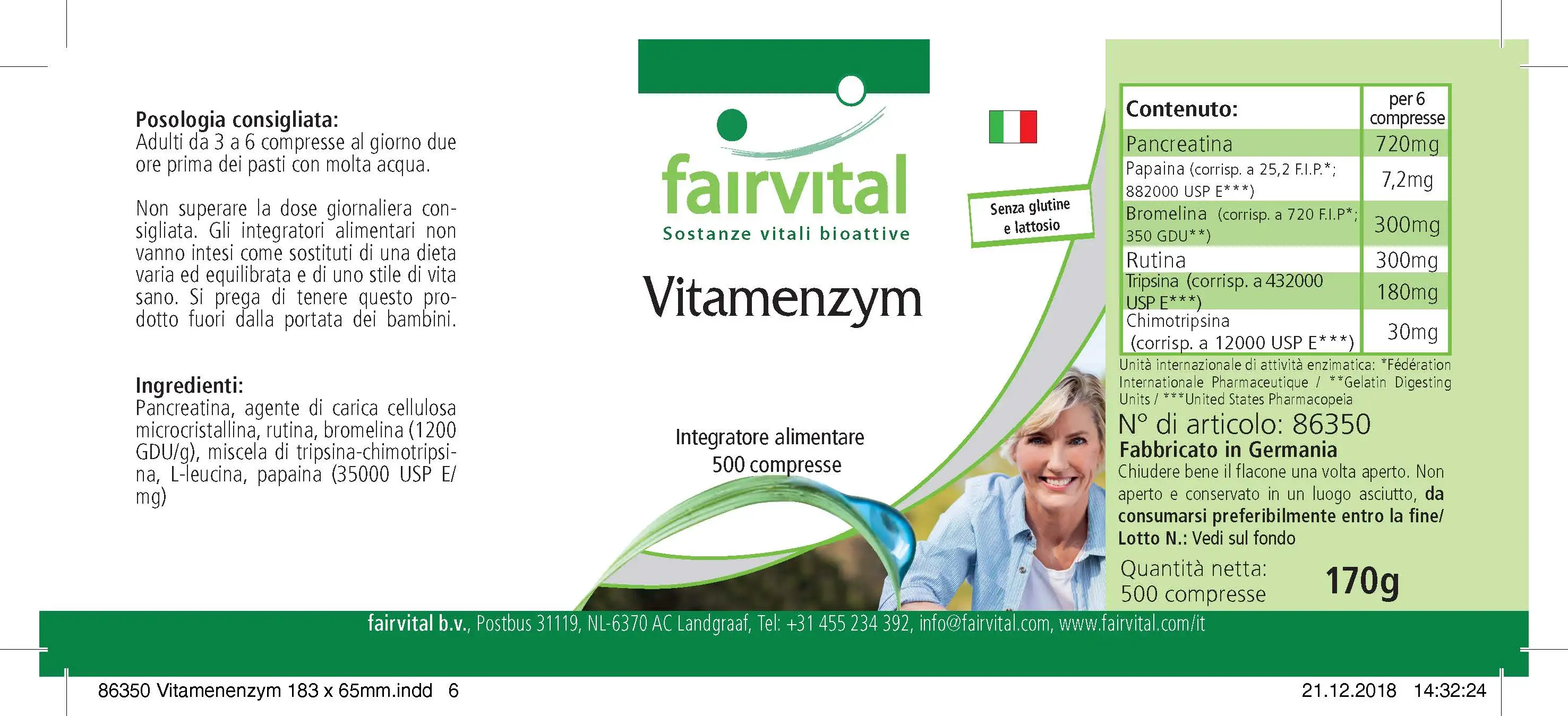 Vitamenzym - 500 Tabletten - mit Pankreatin, Papain, Bromelain, Rutin, Trypsin uvm. | Fairvital Vitamenzym - 500 Tabletten - mit Pankreatin, Papain, Bromelain, Rutin, Trypsin uvm. | Fairvital