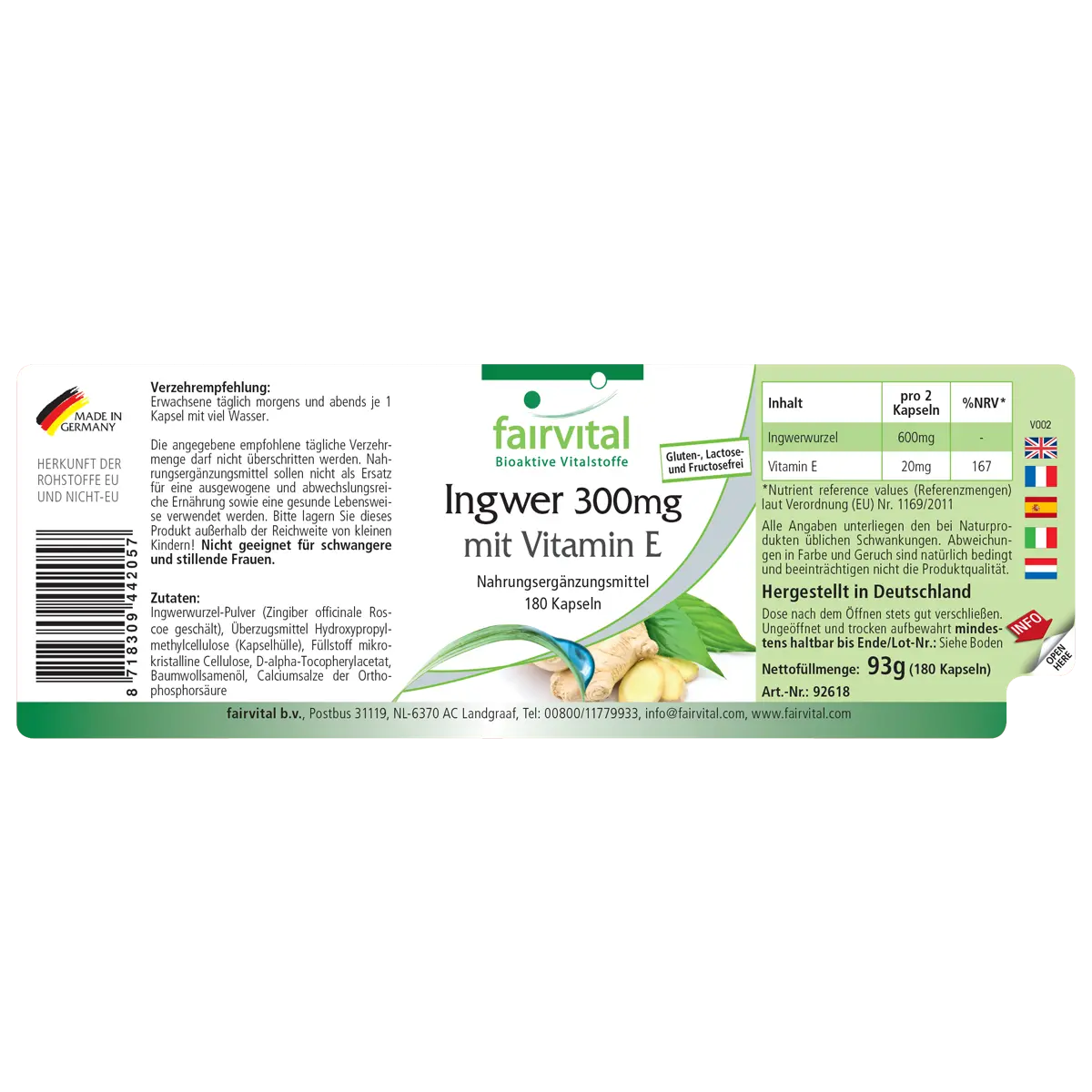 Zenzero 300mg con Vitamina E – 180 Capsule Zenzero 300mg con Vitamina E – 180 Capsule
