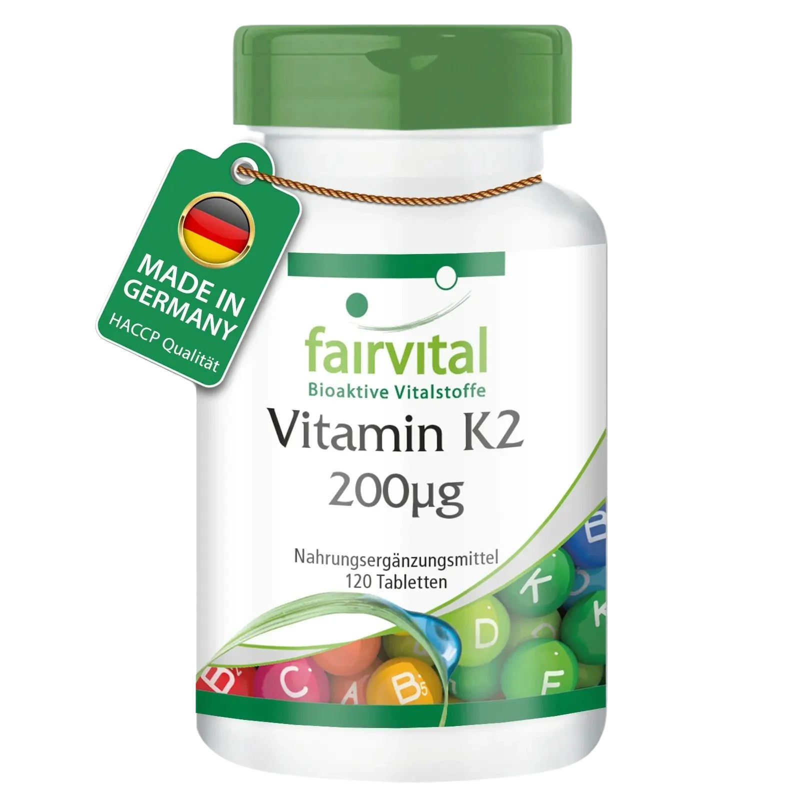 Vitamin K2 200µg - 120 Tabletten - für Knochen, Blutgerinnung - Hochdosiert und Vegan | Fairvital Vitamin K2 200µg - 120 Tabletten - für Knochen, Blutgerinnung - Hochdosiert und Vegan | Fairvital
