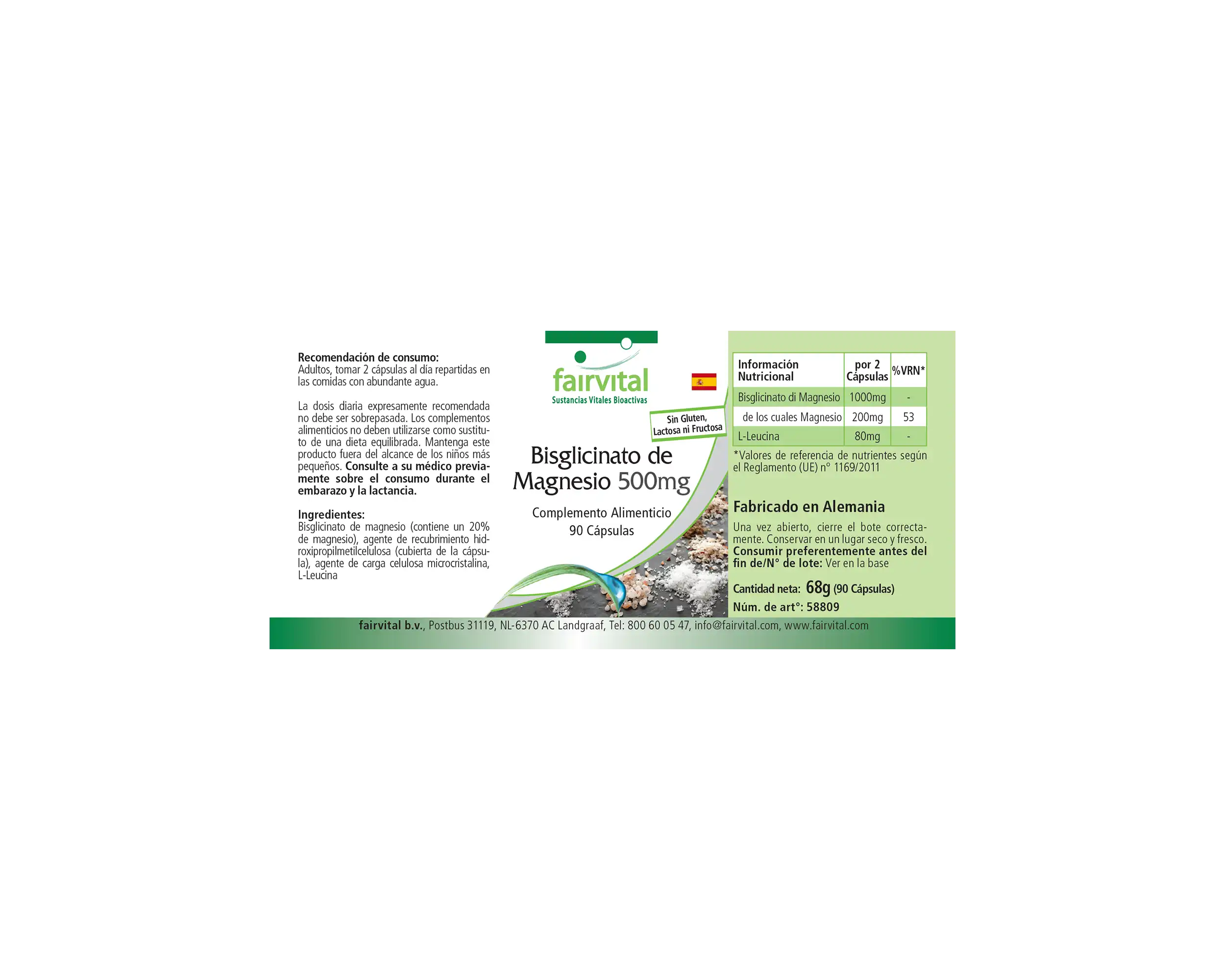 Magnesiumbisglycinat 500mg - 90 Kapseln - für Knochen, Muskeln uvm. - Vegan | Fairvital Magnesiumbisglycinat 500mg - 90 Kapseln - für Knochen, Muskeln uvm. - Vegan | Fairvital