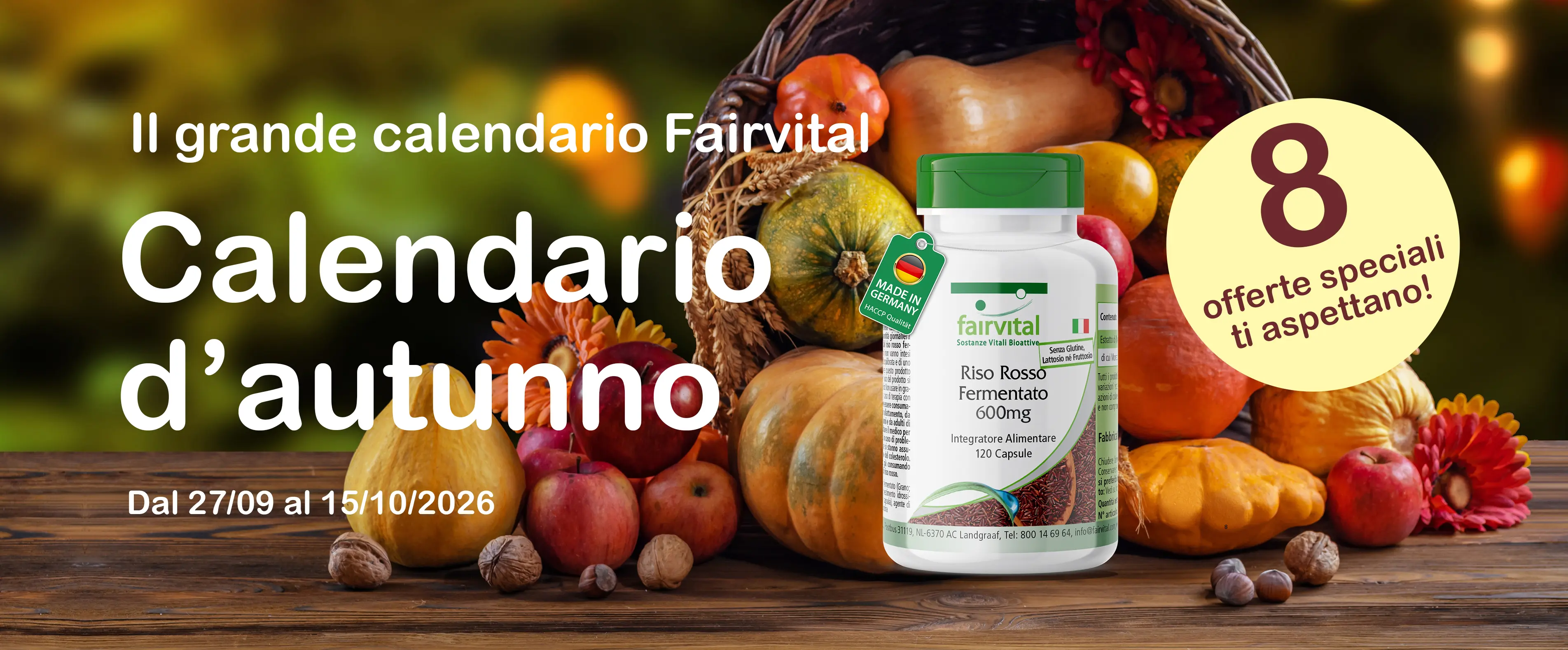 Il grande calendario Fairvital d’autunno: otto offerte speciali dal 27/09 al 15/10/2026