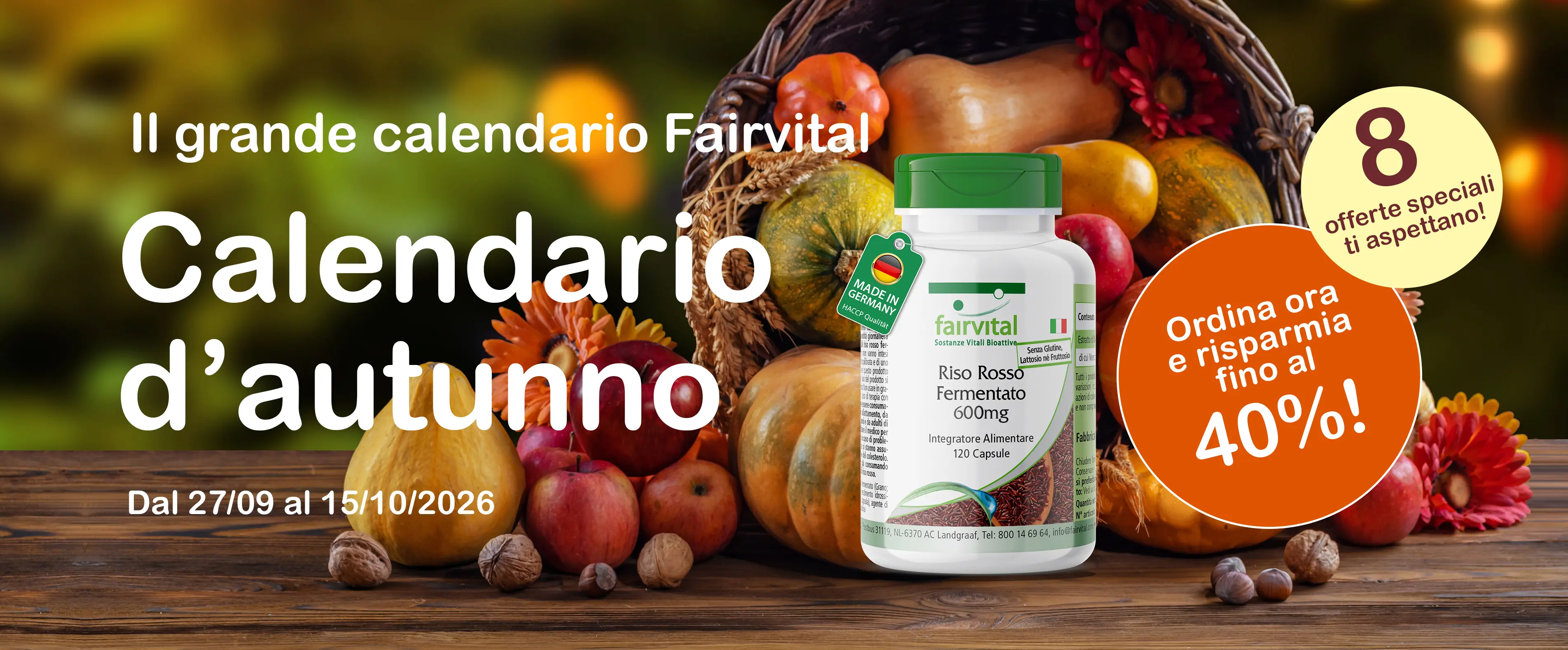 Il grande calendario Fairvital d’autunno: otto offerte speciali dal 27/09 al 15/10/2026