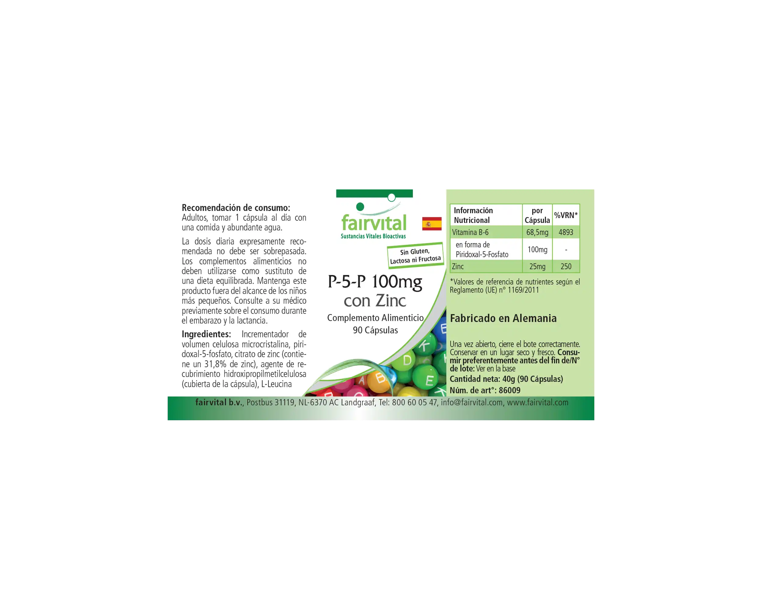 P-5-P 100mg mit Zink - für Immunsystem, Sehkraft, Haar uvm. - Vegan | Fairvital