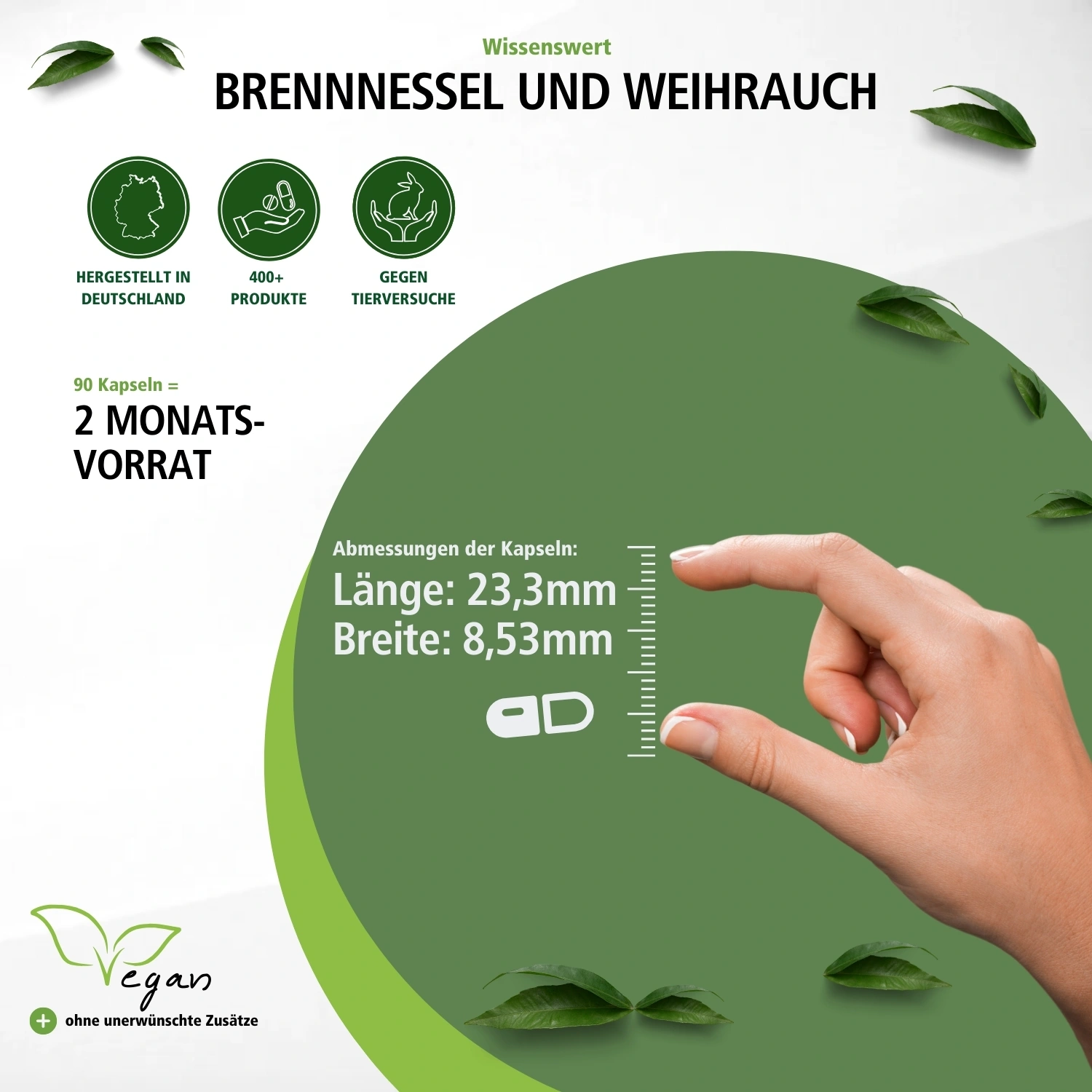 Brennnessel und Weihrauch - 90 Kapseln - Boswellia serrata - Hochdosiert und Vegan | Fairvital