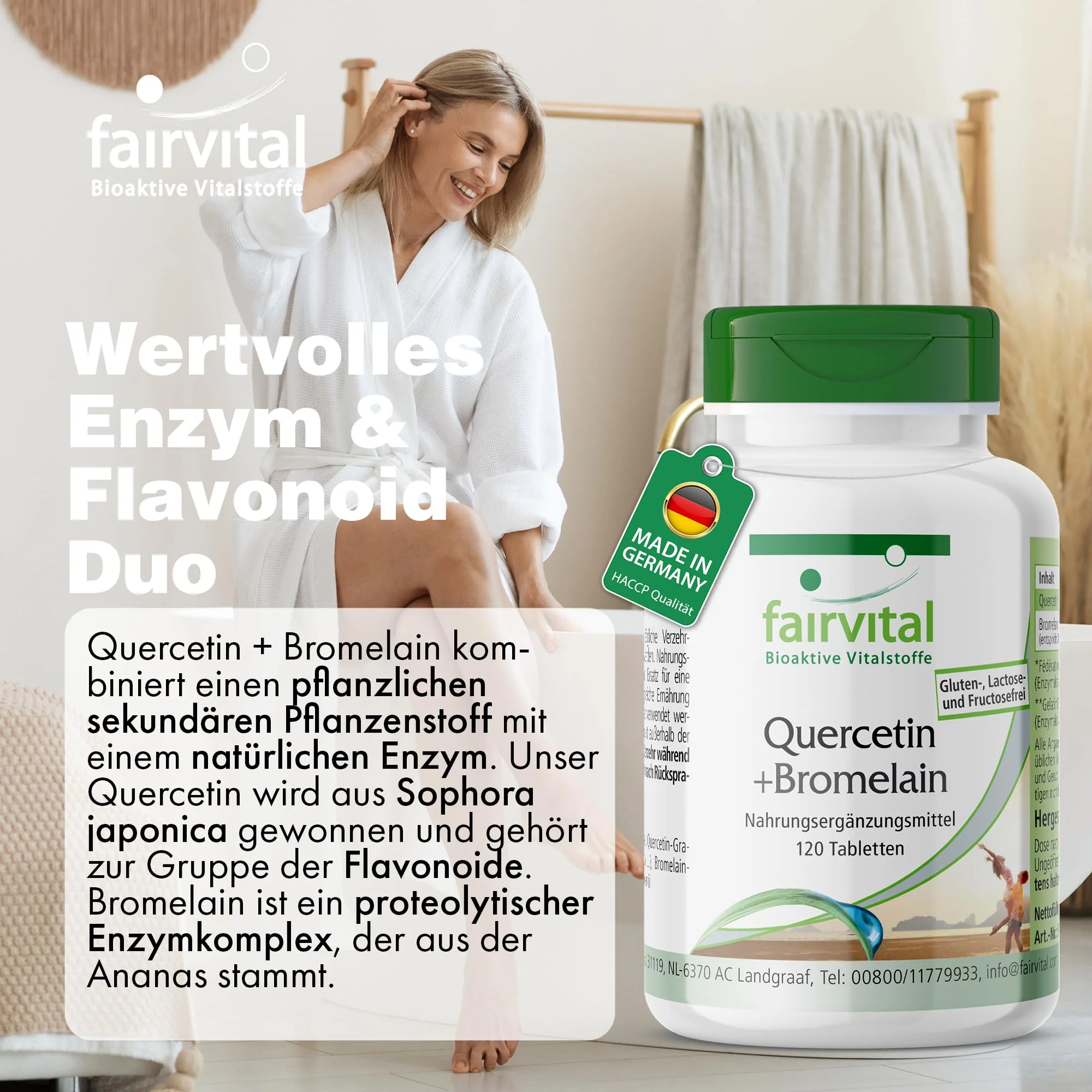 Quercetin + Bromelain - 120 Tabletten - Hochdosiert und Vegan | Fairvital