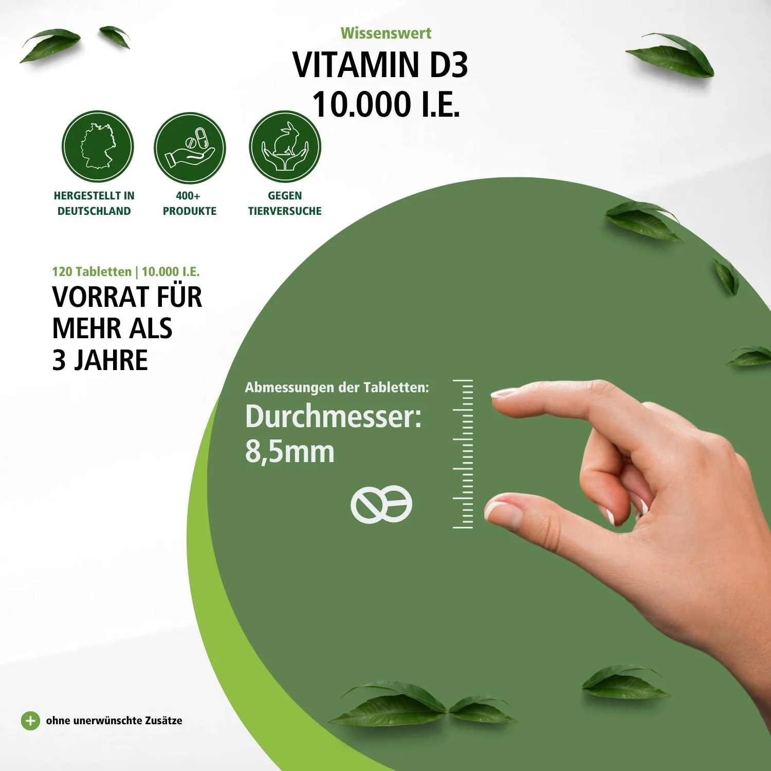 Vitamin D3 10.000 I.E. - 120 Tabletten - für Immunsystem, Zellteilung, Muskeln uvm. | Fairvital