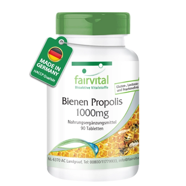 Bee Propolis 1000 mg – 90 tablets – Natural bee resin extract – 3% galangin – High dosage | Fairvital