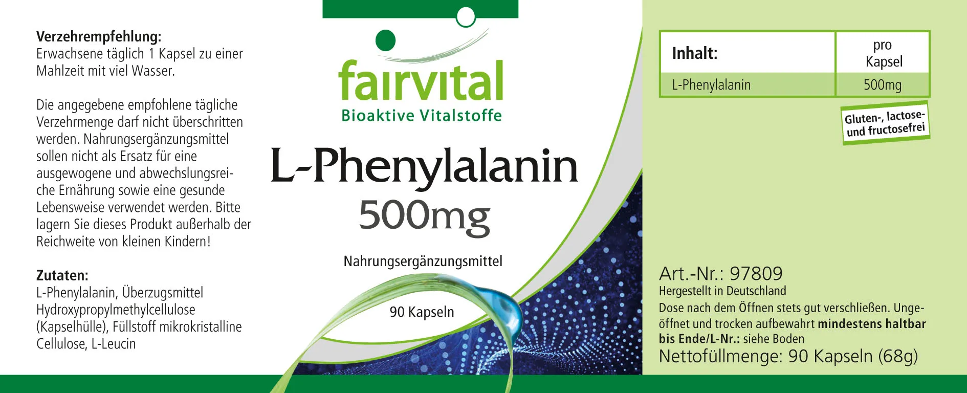 L-Fenilalanina 500mg - 90 Cápsulas
