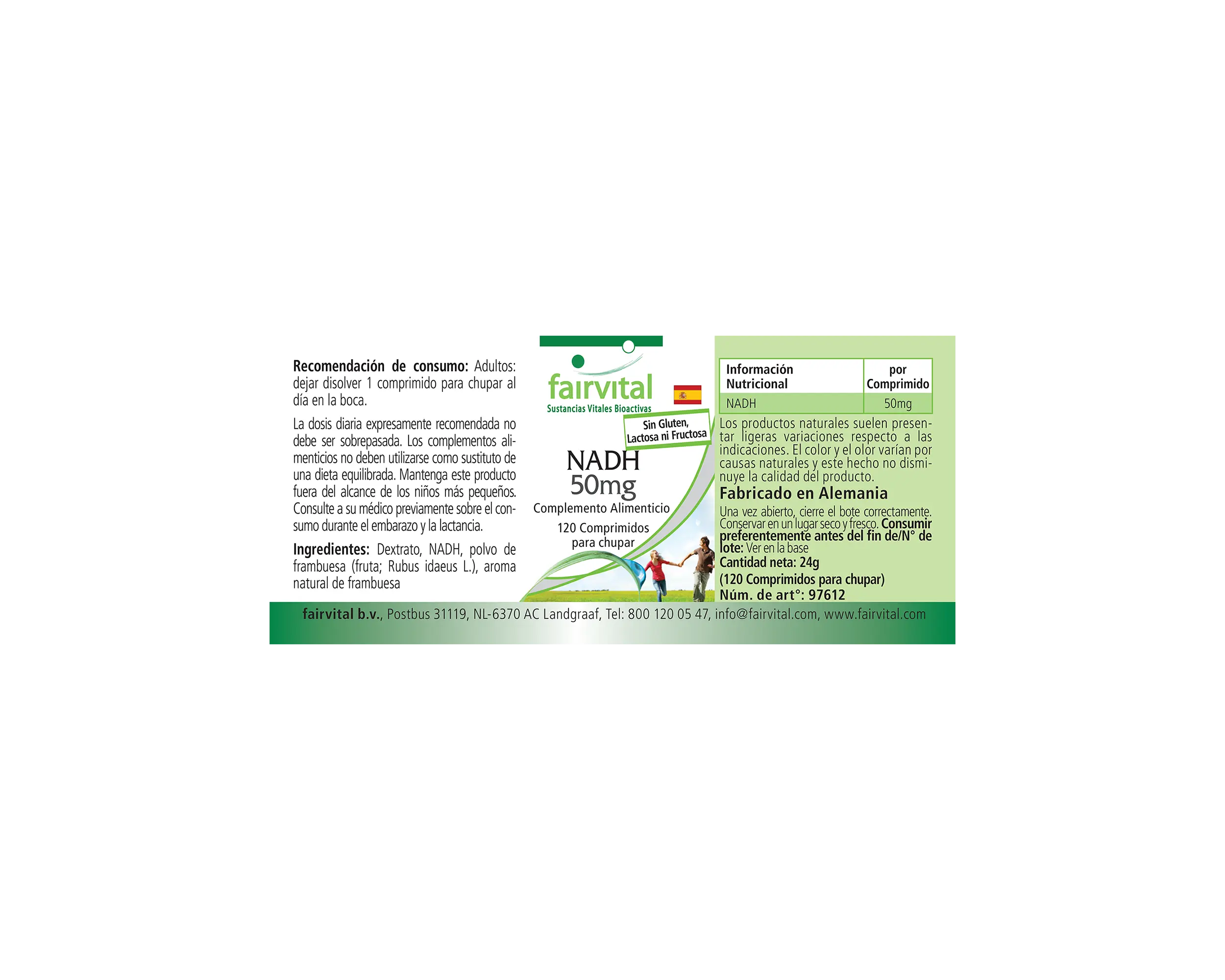 NADH 50mg - 120 comprimidos para chupar - Vegano | Fairvital
