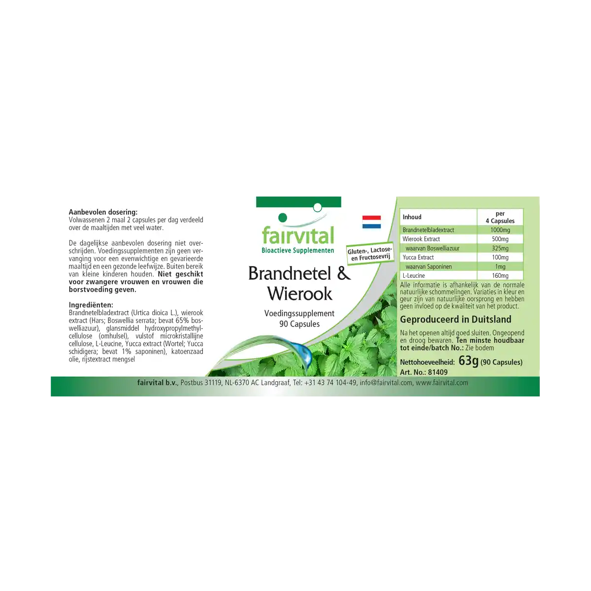 Brennnessel und Weihrauch - 90 Kapseln - Boswellia serrata - Hochdosiert und Vegan | Fairvital Brennnessel und Weihrauch - 90 Kapseln - Boswellia serrata - Hochdosiert und Vegan | Fairvital
