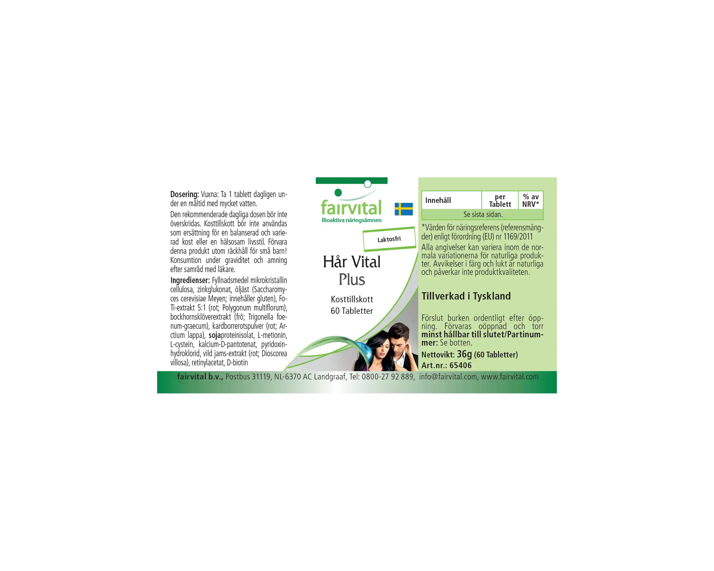 Haar Vital Plus - 60 Tabletten - mit Biotin, Zink, uvm. - für Haare, Haut und Nervensystem - Hochdosiert | Fairvital