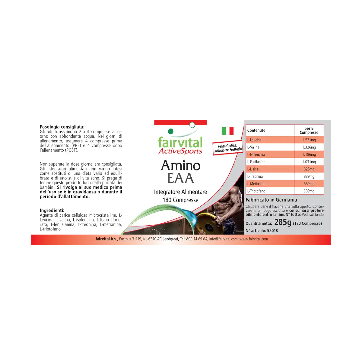 Amino EAA - 180 Tabletten - Mehr als 7500mg essenzielle Aminosäuren - Hochdosiert und Vegan | Fairvital Amino EAA - 180 Tabletten - Mehr als 7500mg essenzielle Aminosäuren - Hochdosiert und Vegan | Fairvital