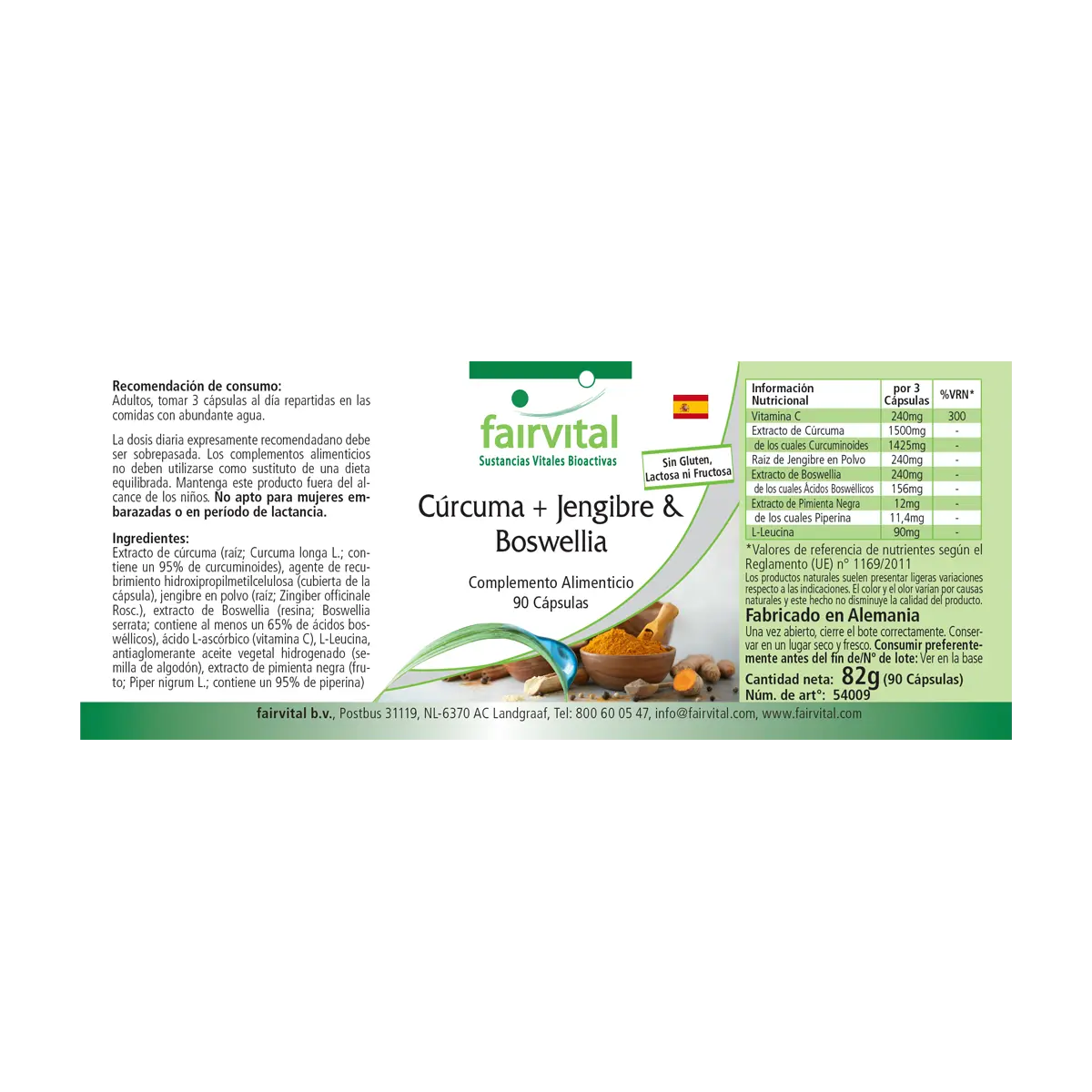 Cúrcuma, Jengibre & Boswellia - 90 Cápsulas Cúrcuma, Jengibre & Boswellia - 90 Cápsulas