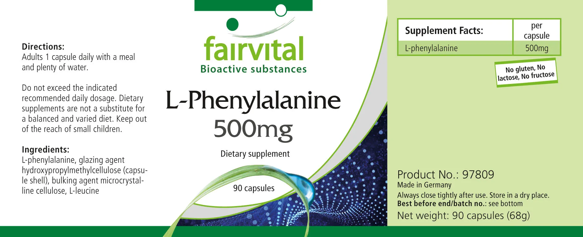 L-Phenylalanin 500mg-Hochdosiert- Vegan | Fairvital L-Phenylalanin 500mg-Hochdosiert- Vegan | Fairvital