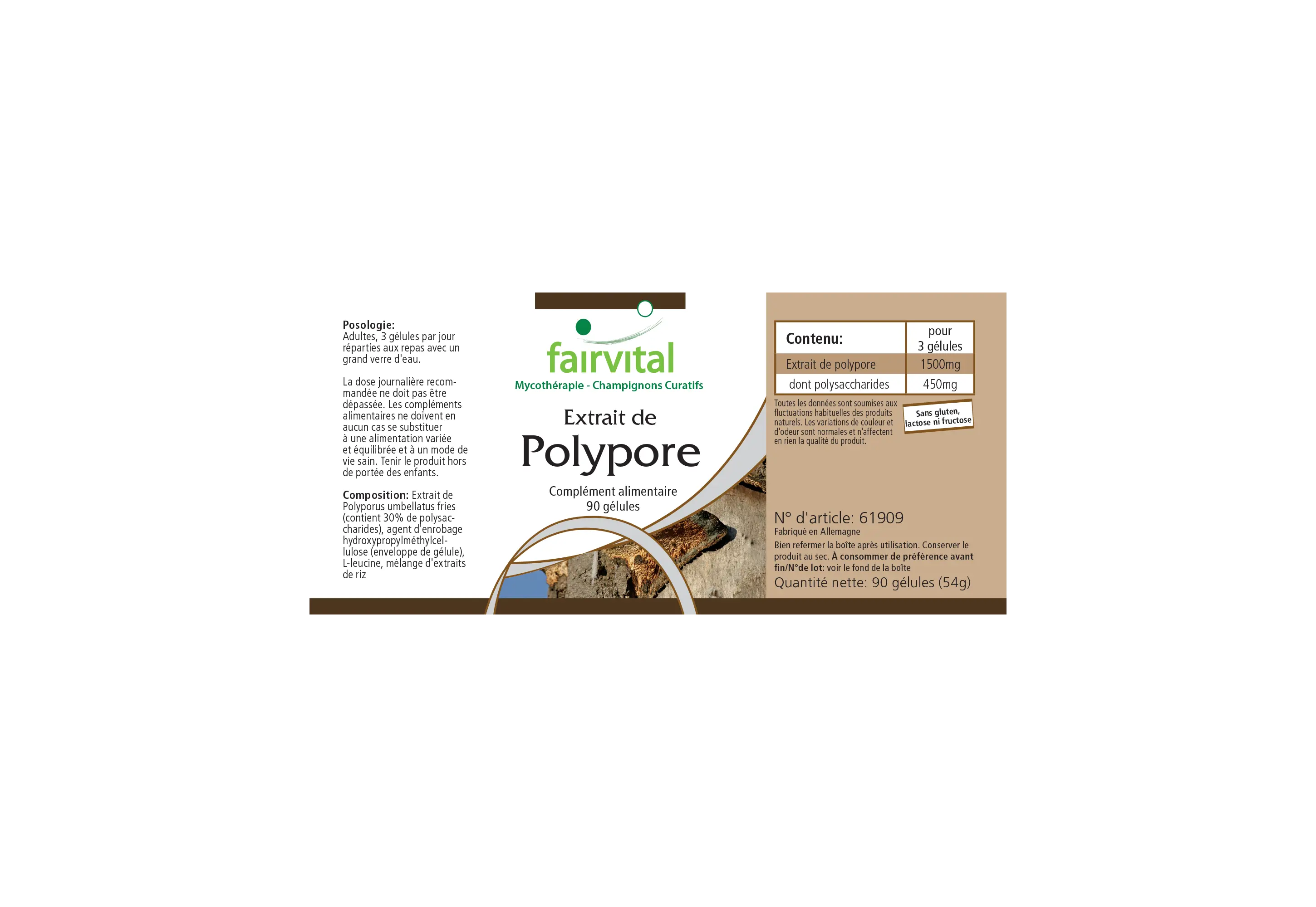 Polyporus Extrakt 500mg - 90 Kapseln - Schluckfreundlich - Polyporus umbellatus - Vegan | Fairvital