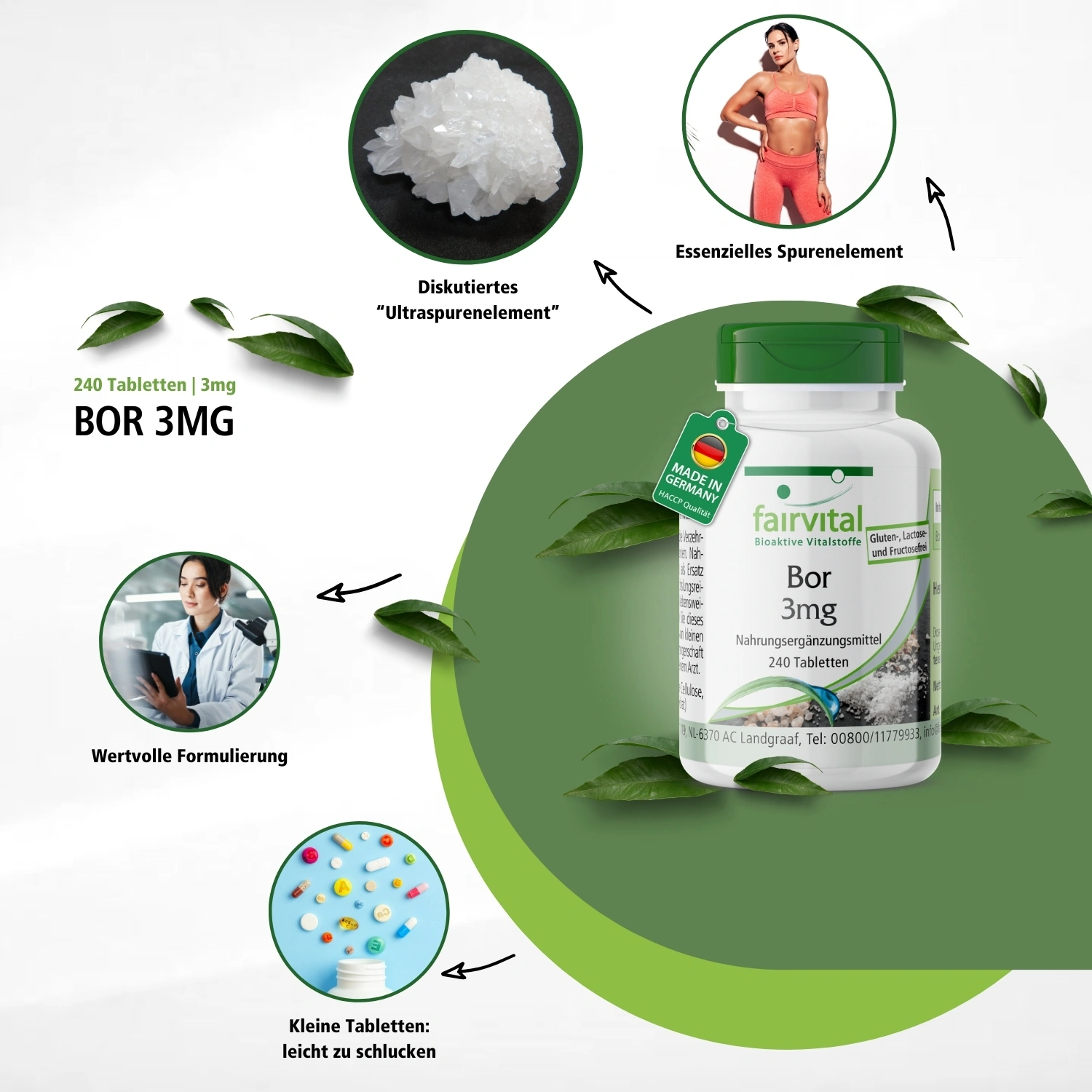 Boron 3 mg – 240 tablets – Easy to swallow – Essential trace element – Vegan | Fairvital