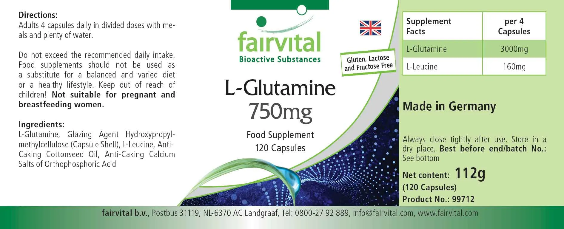 L-Glutamina 750mg - 120 capsule L-Glutamina 750mg - 120 capsule