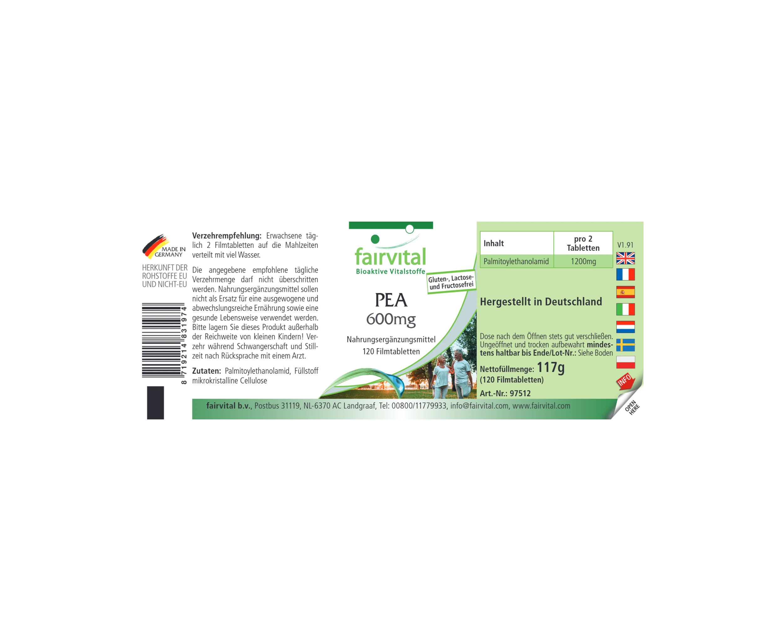 PEA 600mg - 120 Filmtabletten - vegan | Fairvital