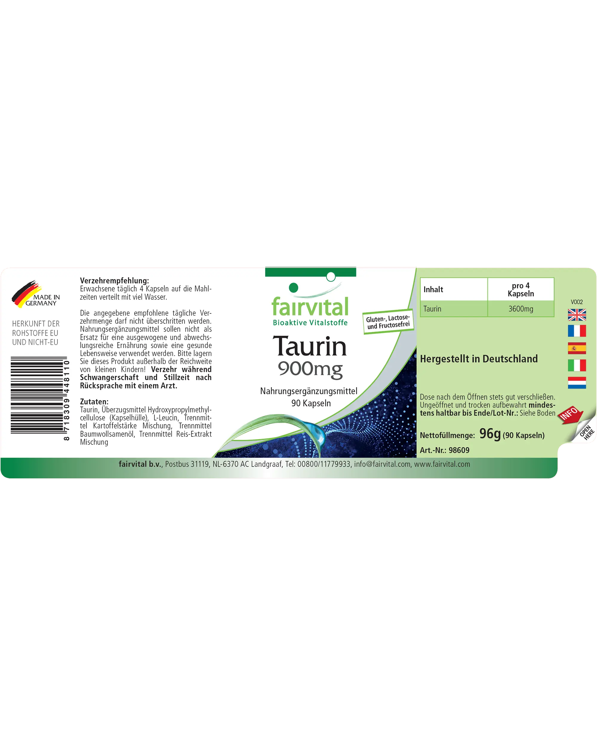 Taurina 900mg - 90 capsule