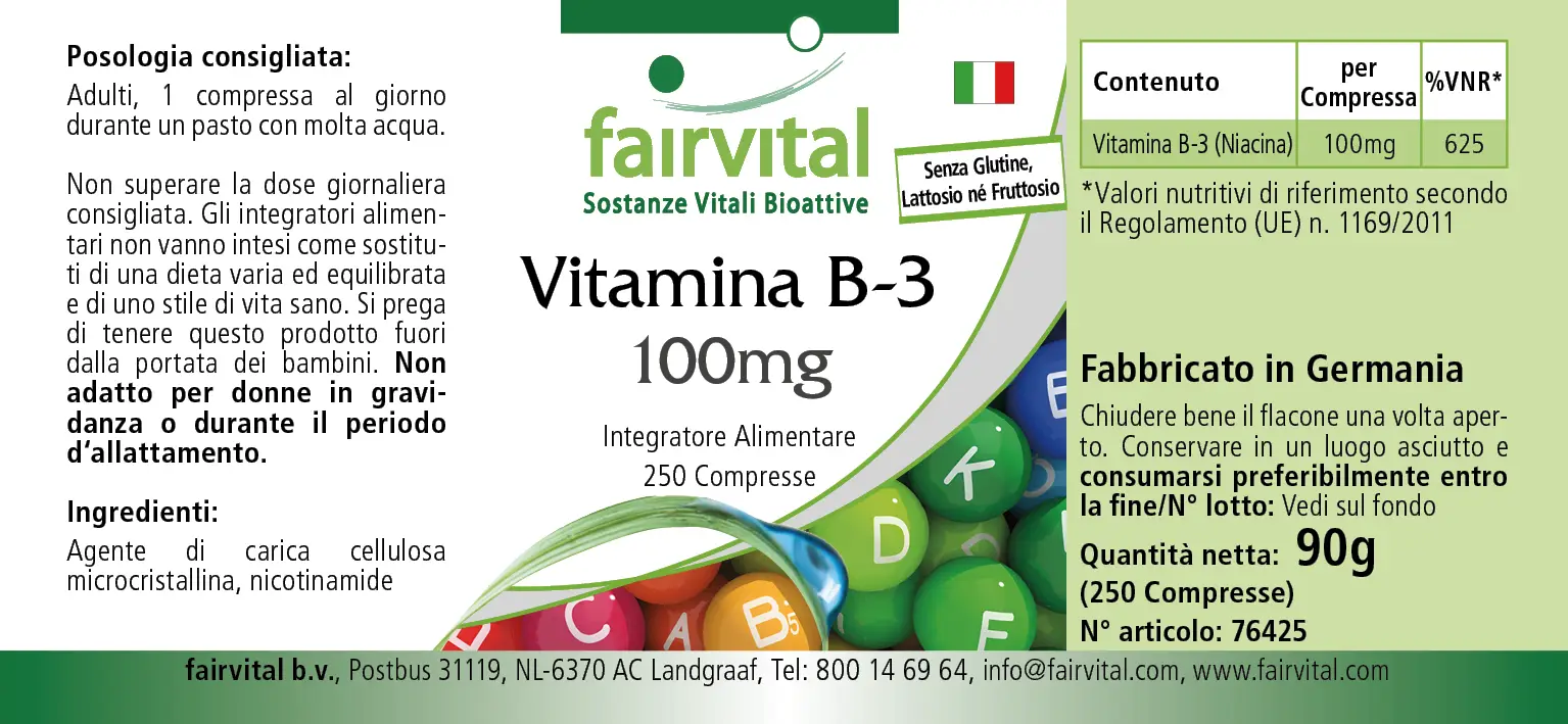 Vitamin B3 Niacin 100mg - 250 Tablets Vitamin B3 Niacin 100mg - 250 Tablets